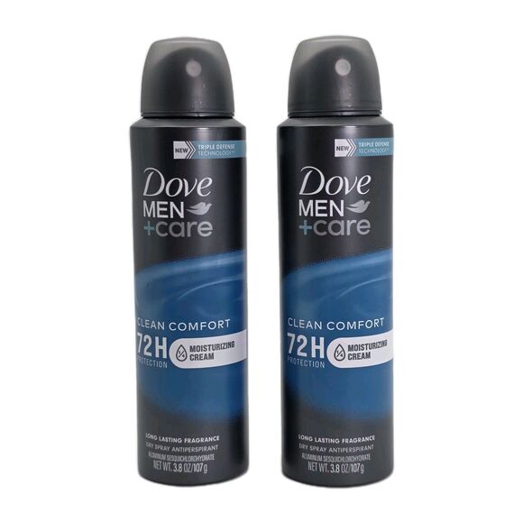 2x Dove Men + Care Clean Comfort 72H Dry Spray Antiperspirant Deodorant 3.8oz - Picture 1 of 3